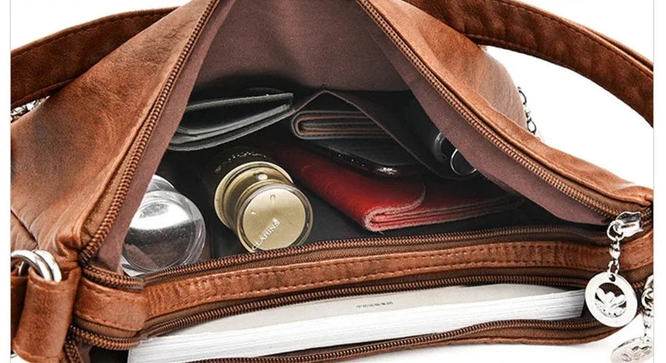 ODALIS - Sac à Main Bandoulière en Cuir Multipoche