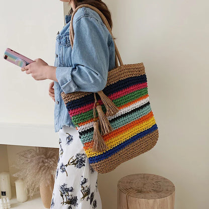 HISTORIA - Sac à Main de Plage Tote Bag Tissé
