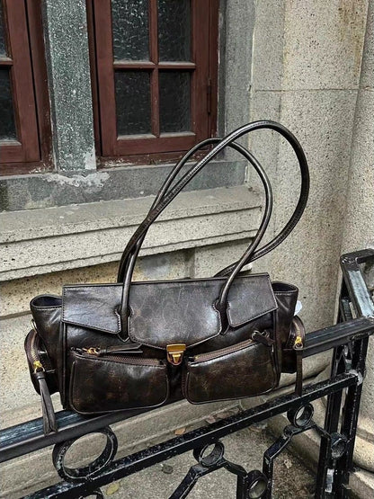 FIOLINE - Sac à Main en Cuir Style Rétro