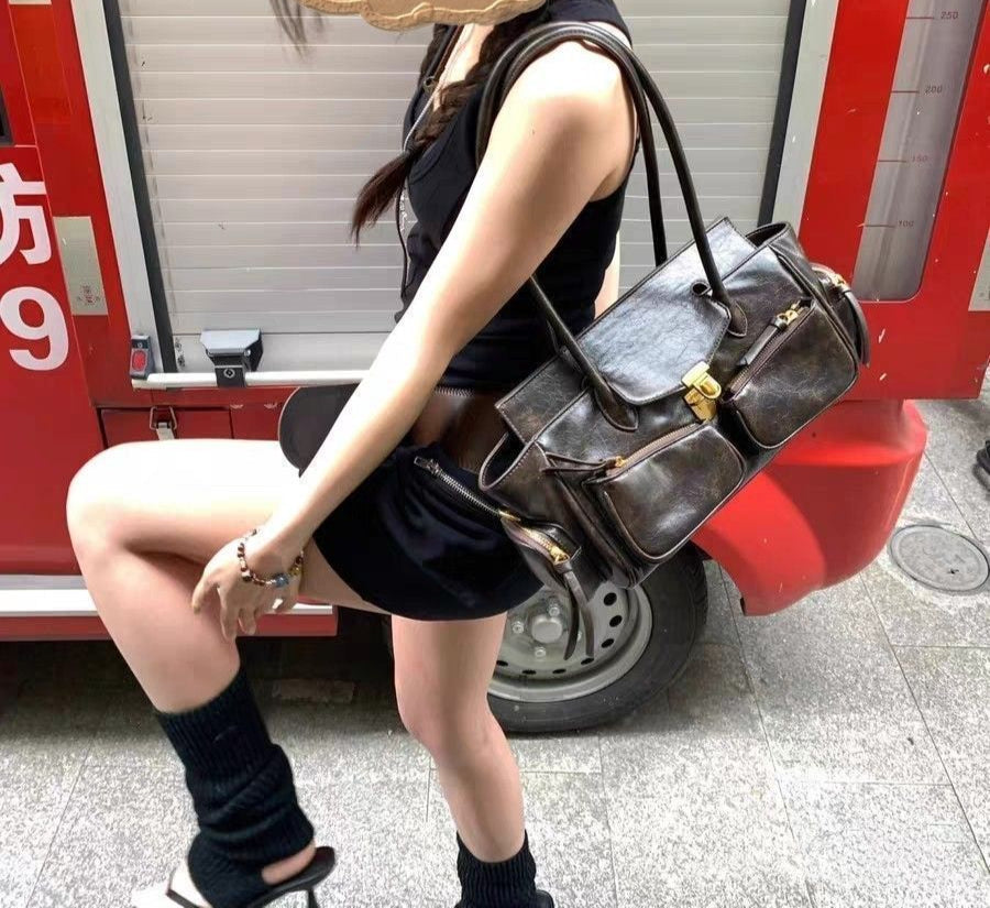 FIOLINE - Sac à Main en Cuir Style Rétro