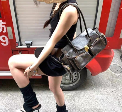 FIOLINE - Sac à Main en Cuir Style Rétro