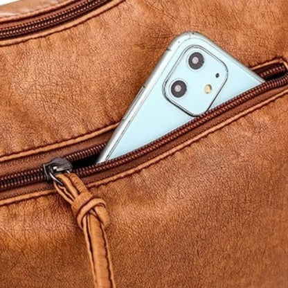 VANILLE - Sac à Main Multipoche en Bandoulière en Cuir