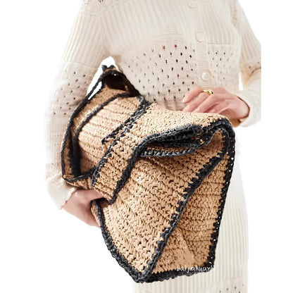HANZY - Sac à Main de Plage Fourre-tout Tissé en Paille