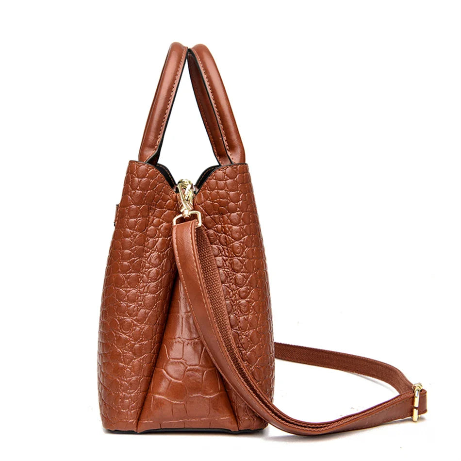 HÉBÉ - Grand Sac à Main Croco avec Bandoulière