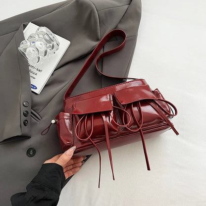 REIS - Sac à Main en Cuir Vernis Élégant avec Bandoulière