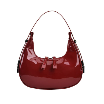 Luna - Sac à Main Cuir Vernis Demi Lune Vintage