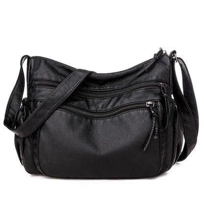 VANILLE - Sac à Main Multipoche en Bandoulière en Cuir