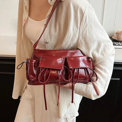 REIS - Sac à Main en Cuir Vernis Élégant avec Bandoulière