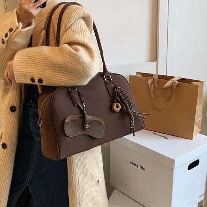 MARIA - Sac à Main de Cours en Bandoulière en Daim