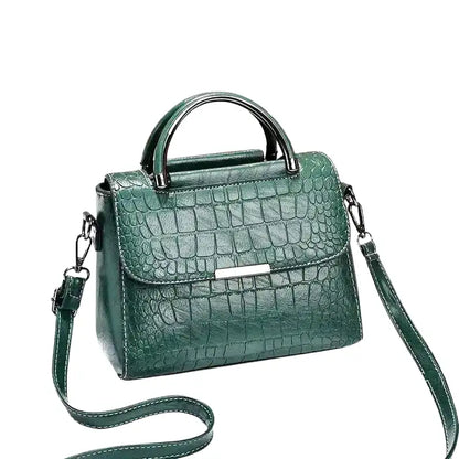 AMBRE - Petit Sac à Main Carré Croco en Cuir