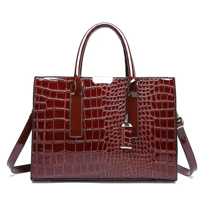 ERIS - Sac à Main Grande Capacité Croco en Cuir Vernis