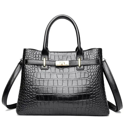 HÉBÉ - Grand Sac à Main Croco avec Bandoulière