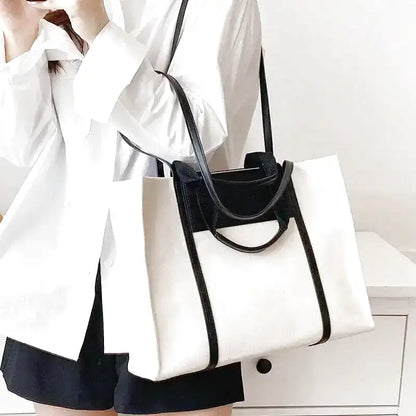 ISABELLE- Sac à Main Cabas en Toile Bandoulière